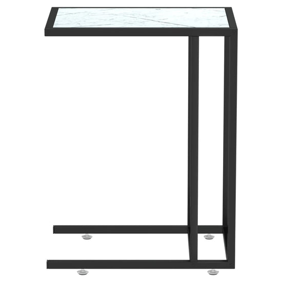 Computer bijzettafel 50x35x65 cm gehard glas witmarmerkleurig MeubelReus