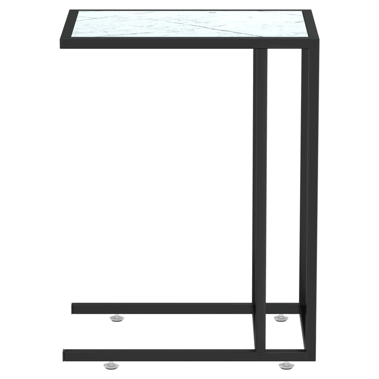 Computer bijzettafel 50x35x65 cm gehard glas witmarmerkleurig MeubelReus