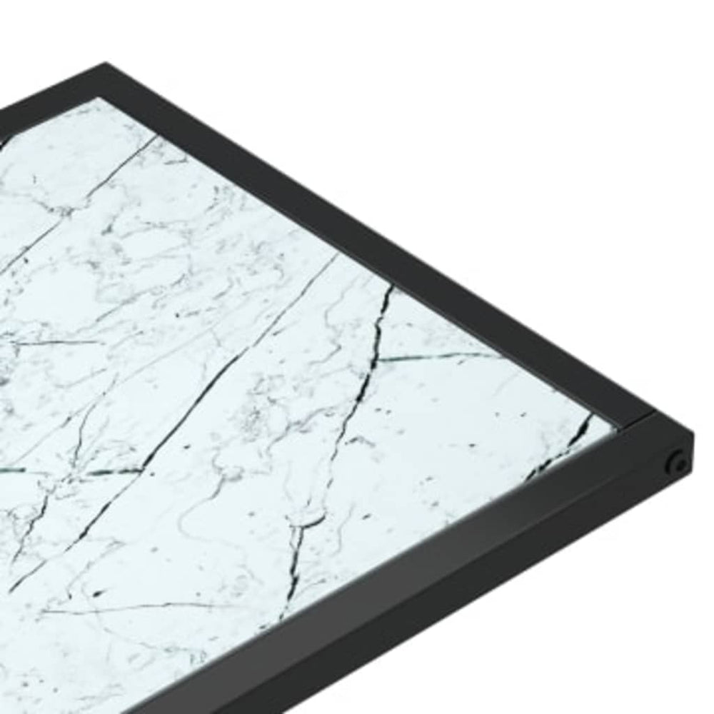 Computer bijzettafel 50x35x65 cm gehard glas witmarmerkleurig MeubelReus