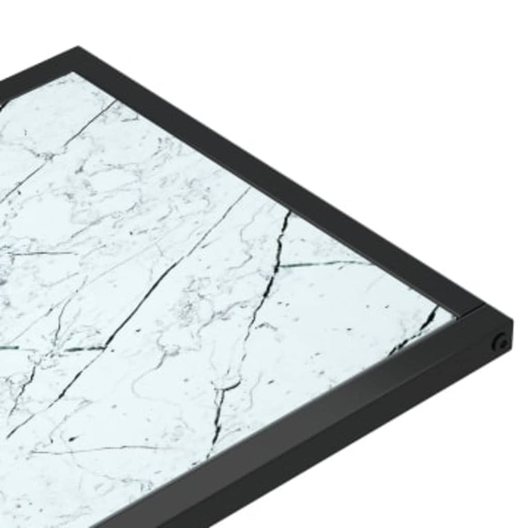 Computer bijzettafel 50x35x65 cm gehard glas witmarmerkleurig MeubelReus