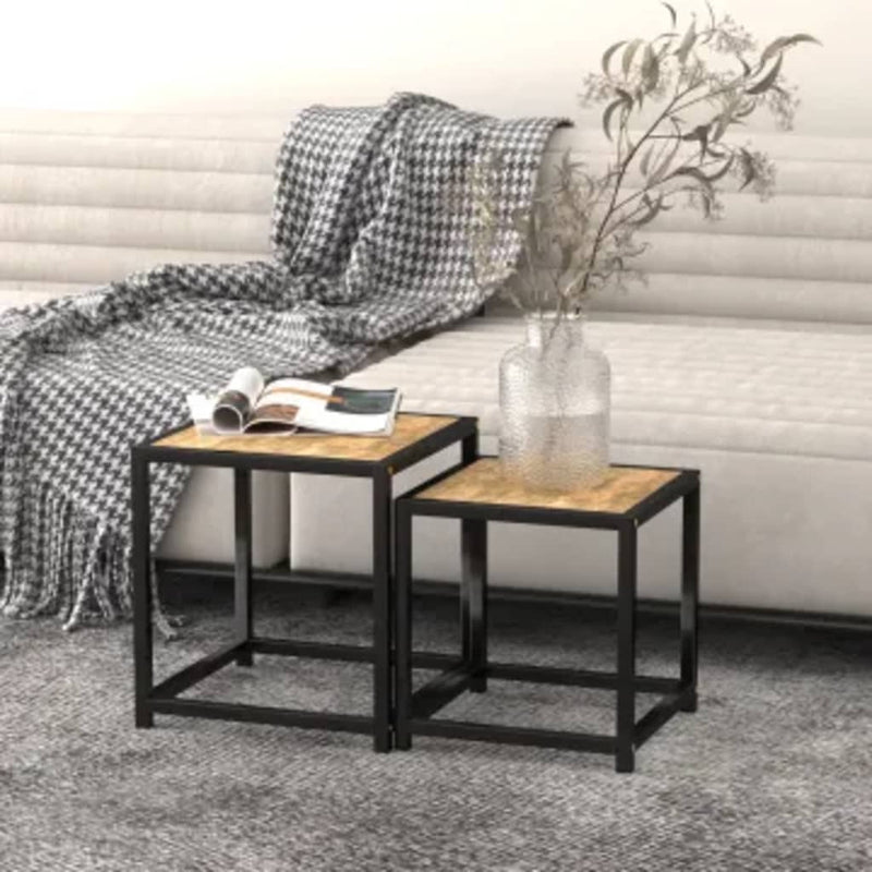 Salontafels 2 st MDF zwart en geel MeubelReus