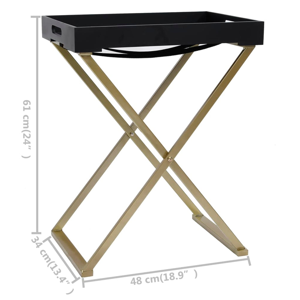 Klaptafel 48x34x61 cm MDF goudkleurig en zwart MeubelReus