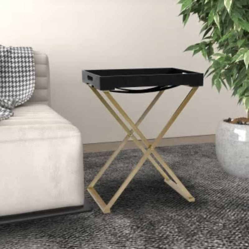 Klaptafel 48x34x61 cm MDF goudkleurig en zwart MeubelReus