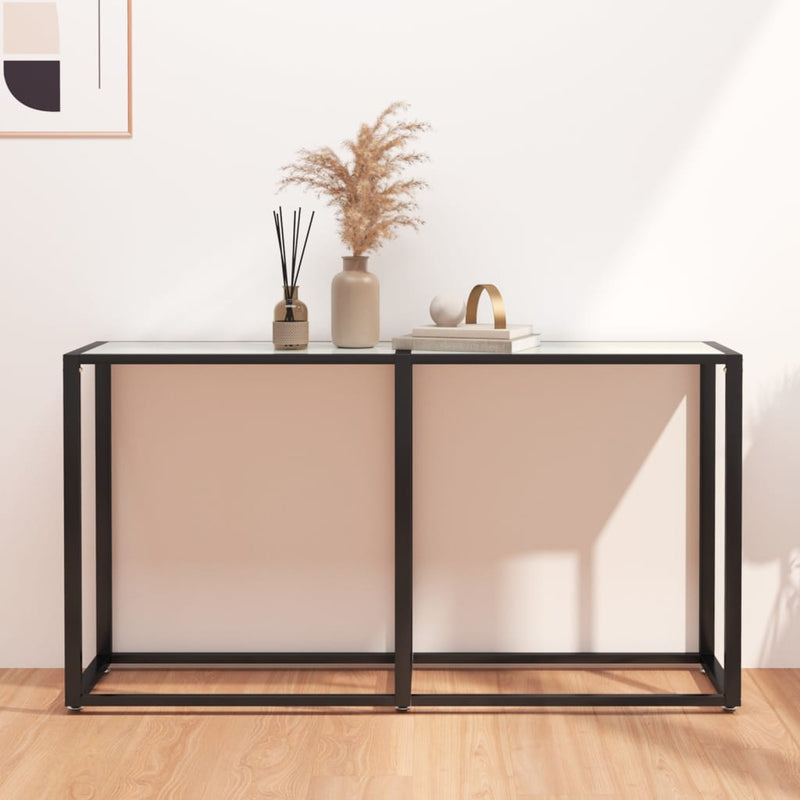 Wandtafel 140x35x75,5 cm gehard glas witmarmerkleurig MeubelReus