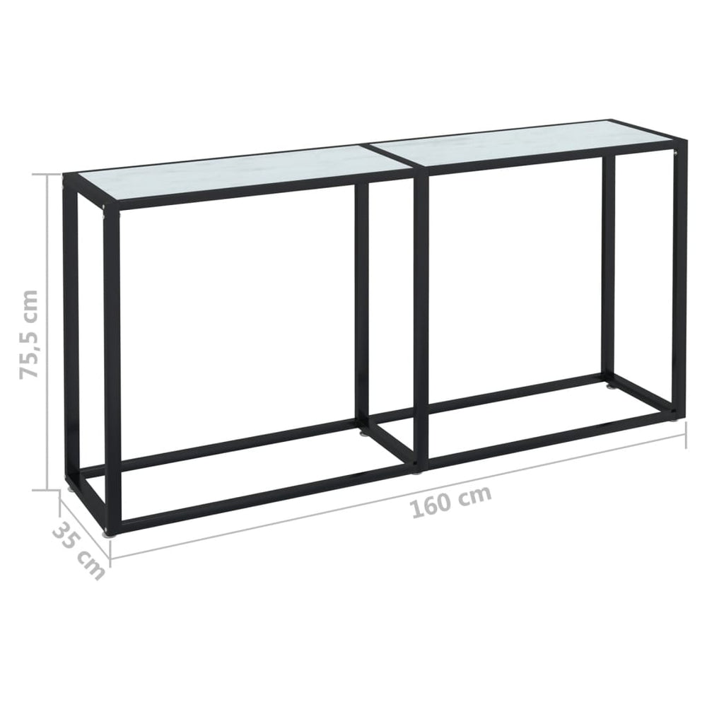 Wandtafel 160x35x75,5 cm gehard glas witmarmerkleurig MeubelReus