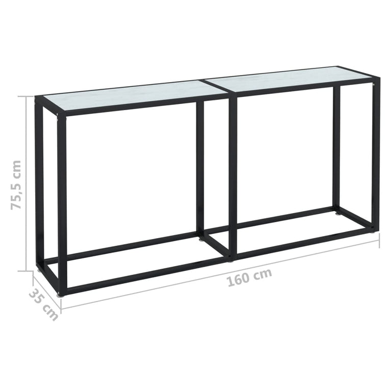 Wandtafel 160x35x75,5 cm gehard glas witmarmerkleurig MeubelReus