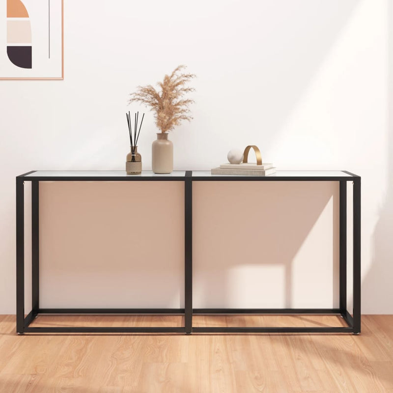 Wandtafel 160x35x75,5 cm gehard glas witmarmerkleurig MeubelReus