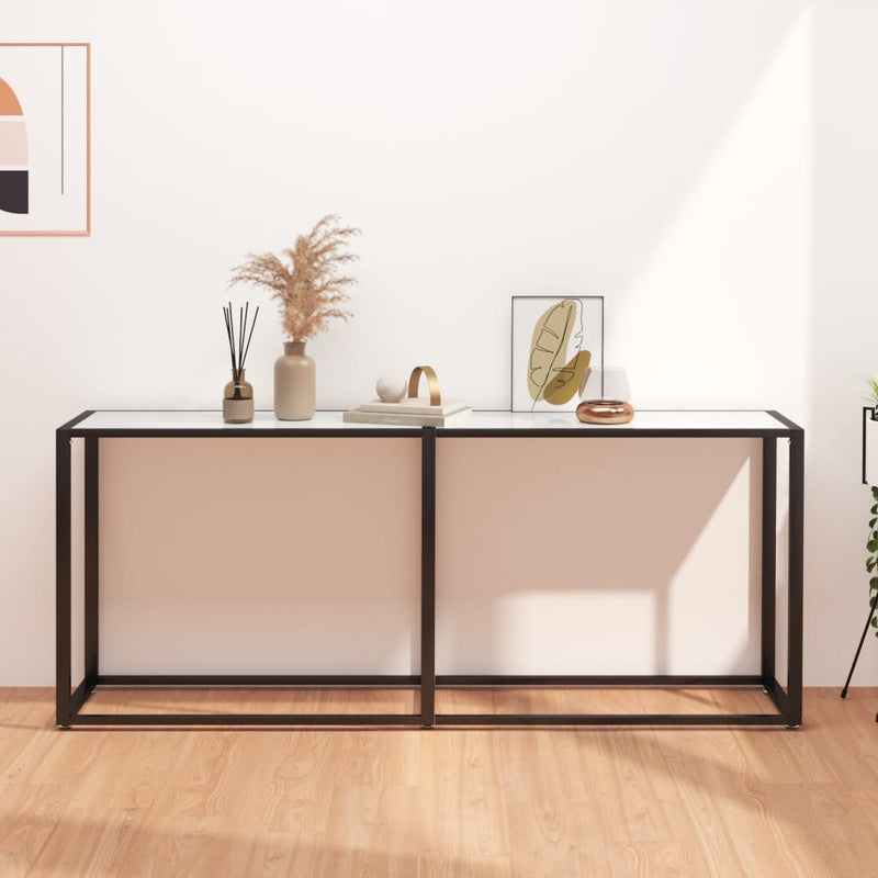 Wandtafel 180x35x75,5 cm gehard glas witmarmerkleurig MeubelReus