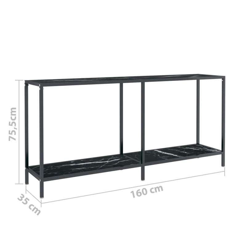 Wandtafel 160x35x75,5 cm gehard glas zwart MeubelReus