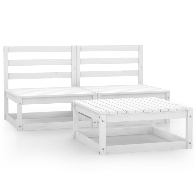 3-delige Loungeset massief grenenhout wit MeubelReus