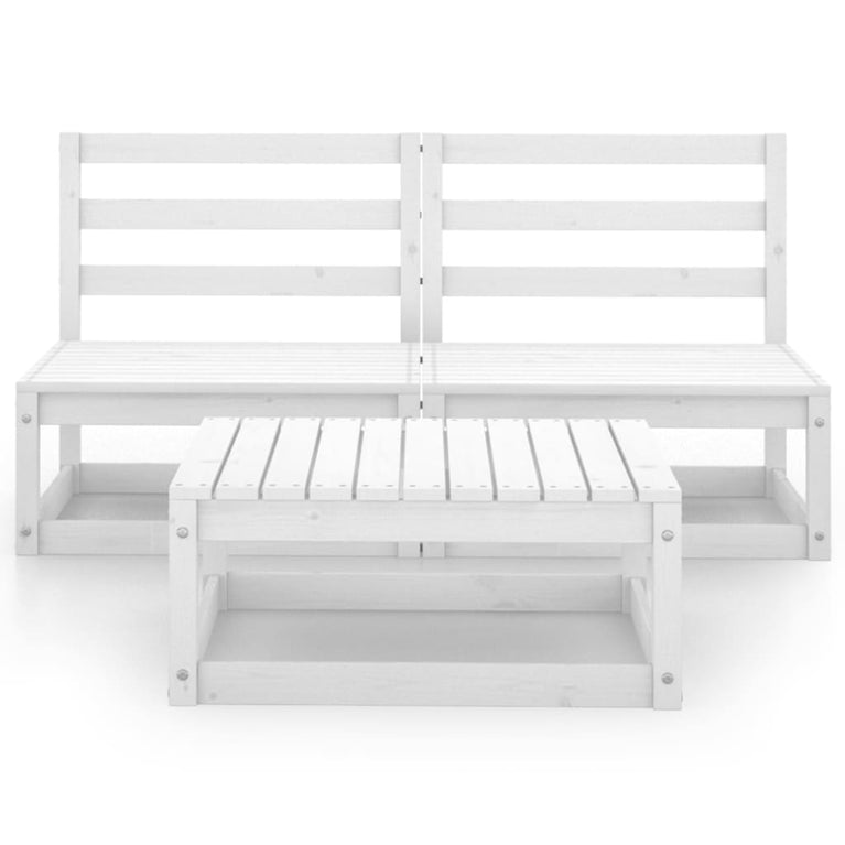 3-delige Loungeset massief grenenhout wit MeubelReus