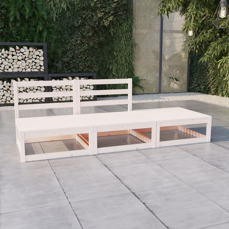3-delige Loungeset massief grenenhout wit MeubelReus