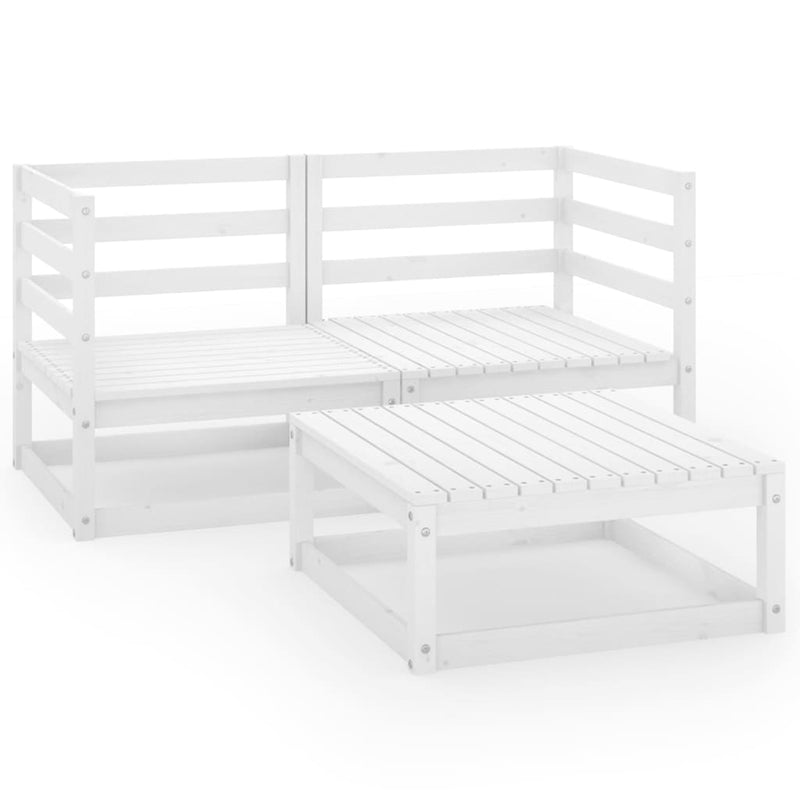 3-delige Loungeset massief grenenhout wit MeubelReus
