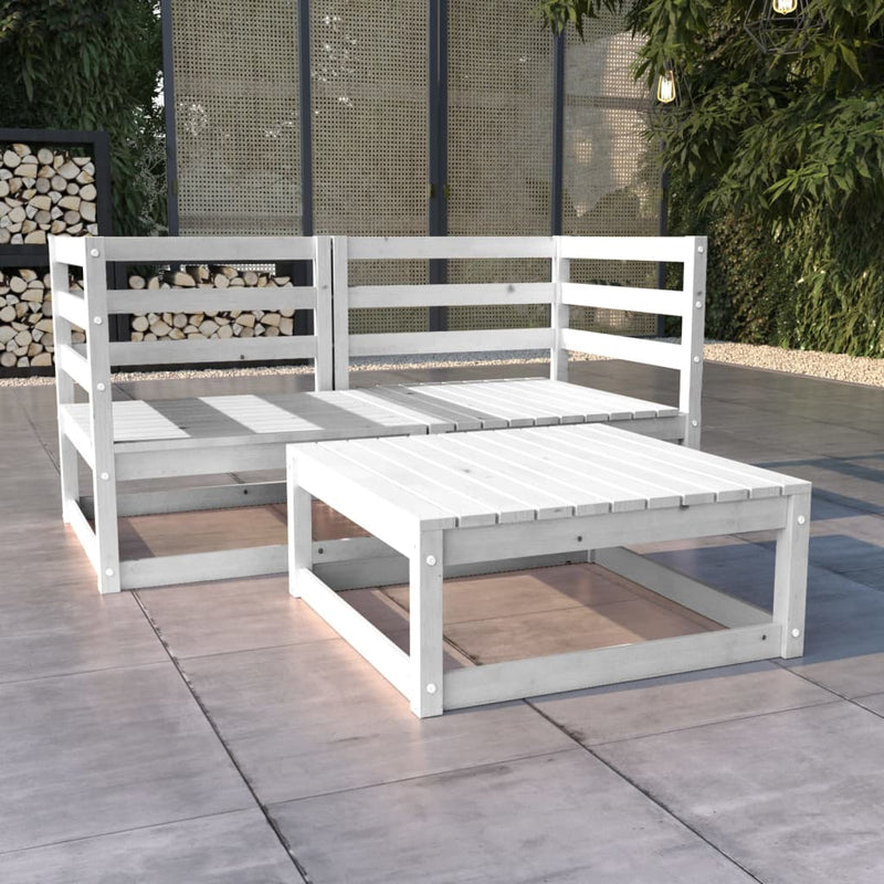 3-delige Loungeset massief grenenhout wit MeubelReus