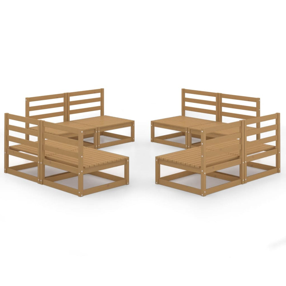 8-delige Loungeset massief grenenhout honingbruin MeubelReus