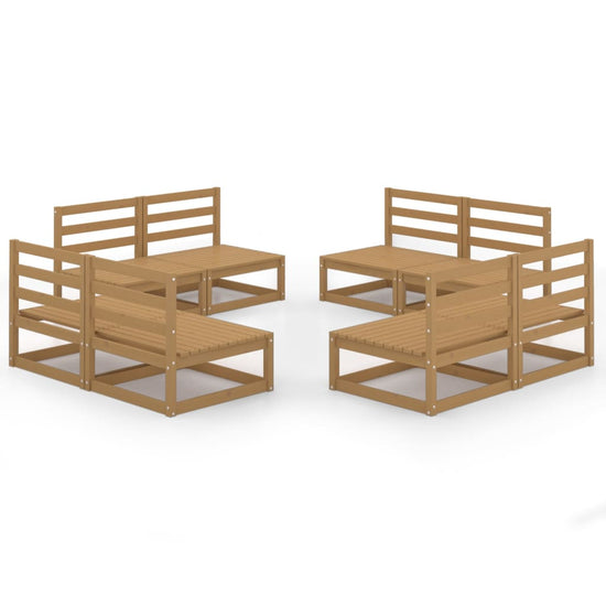 8-delige Loungeset massief grenenhout honingbruin MeubelReus