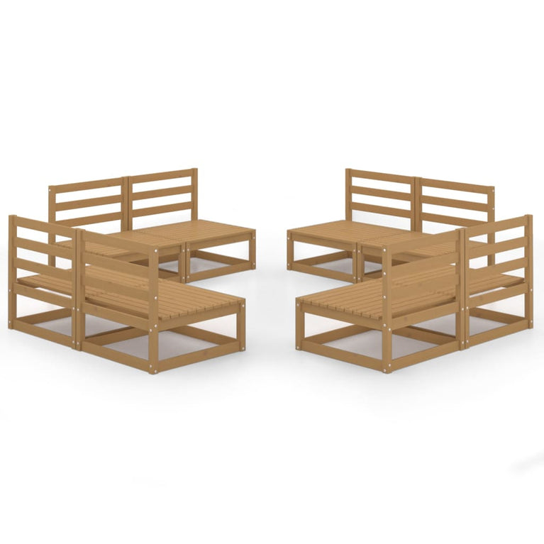 8-delige Loungeset massief grenenhout honingbruin MeubelReus