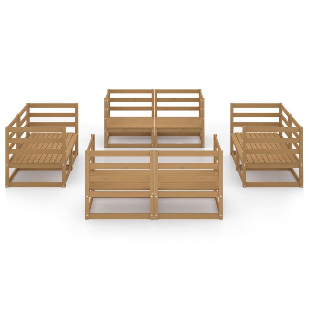 8-delige Loungeset massief grenenhout honingbruin MeubelReus