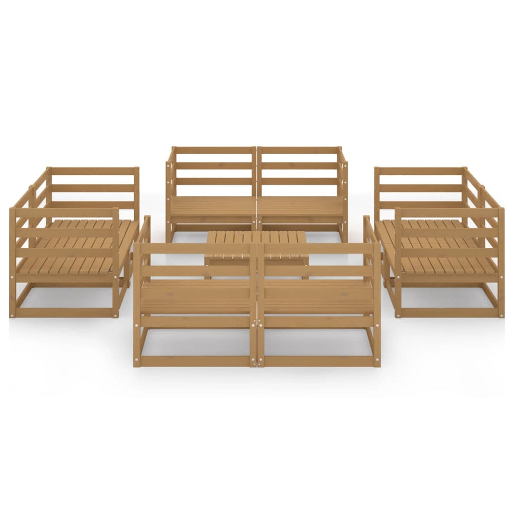 9-delige Loungeset massief grenenhout honingbruin MeubelReus