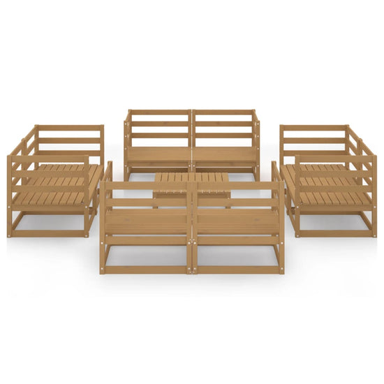 9-delige Loungeset massief grenenhout honingbruin MeubelReus