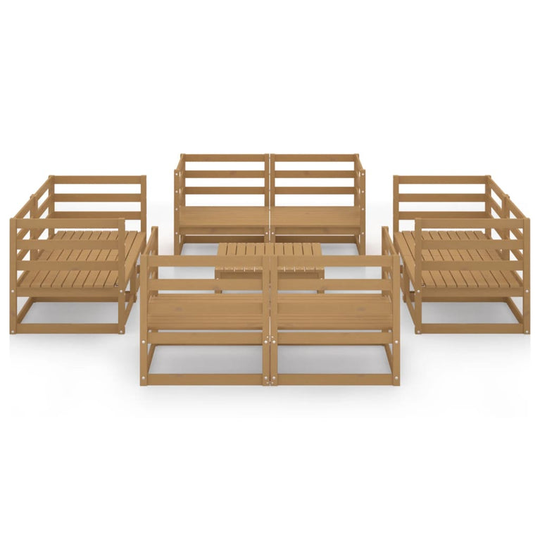 9-delige Loungeset massief grenenhout honingbruin MeubelReus