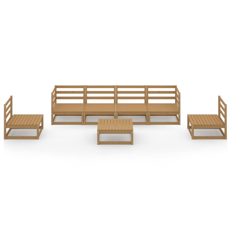7-delige Loungeset massief grenenhout honingbruin