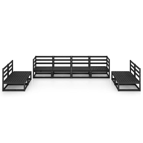 8-delige Loungeset massief grenenhout zwart MeubelReus