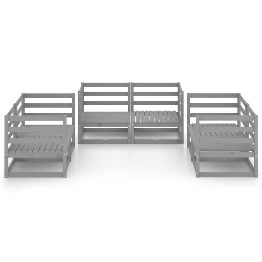 6-delige Loungeset massief grenenhout grijs MeubelReus