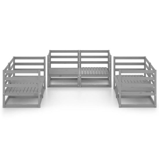 6-delige Loungeset massief grenenhout grijs MeubelReus