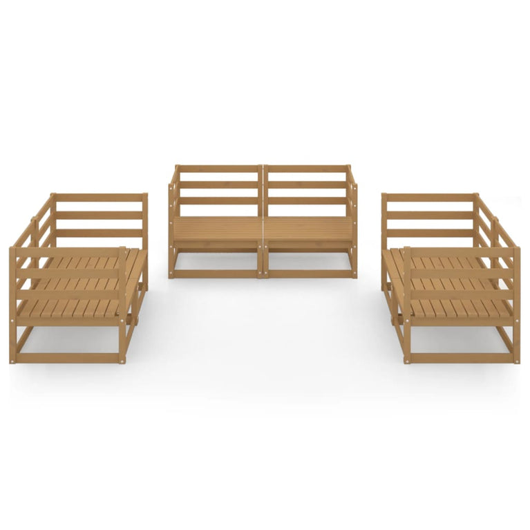 6-delige Loungeset massief grenenhout honingbruin MeubelReus