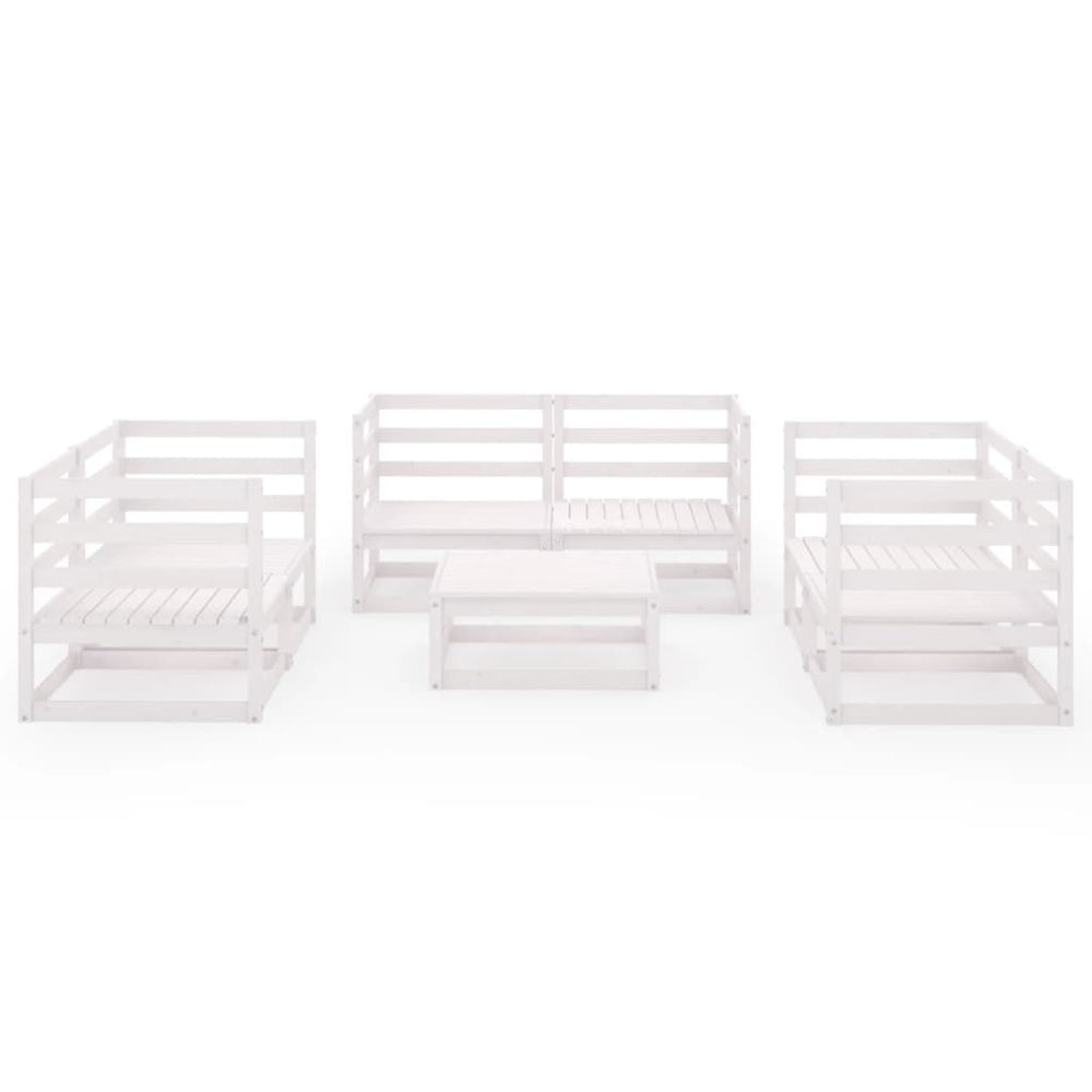 7-delige Loungeset massief grenenhout wit MeubelReus