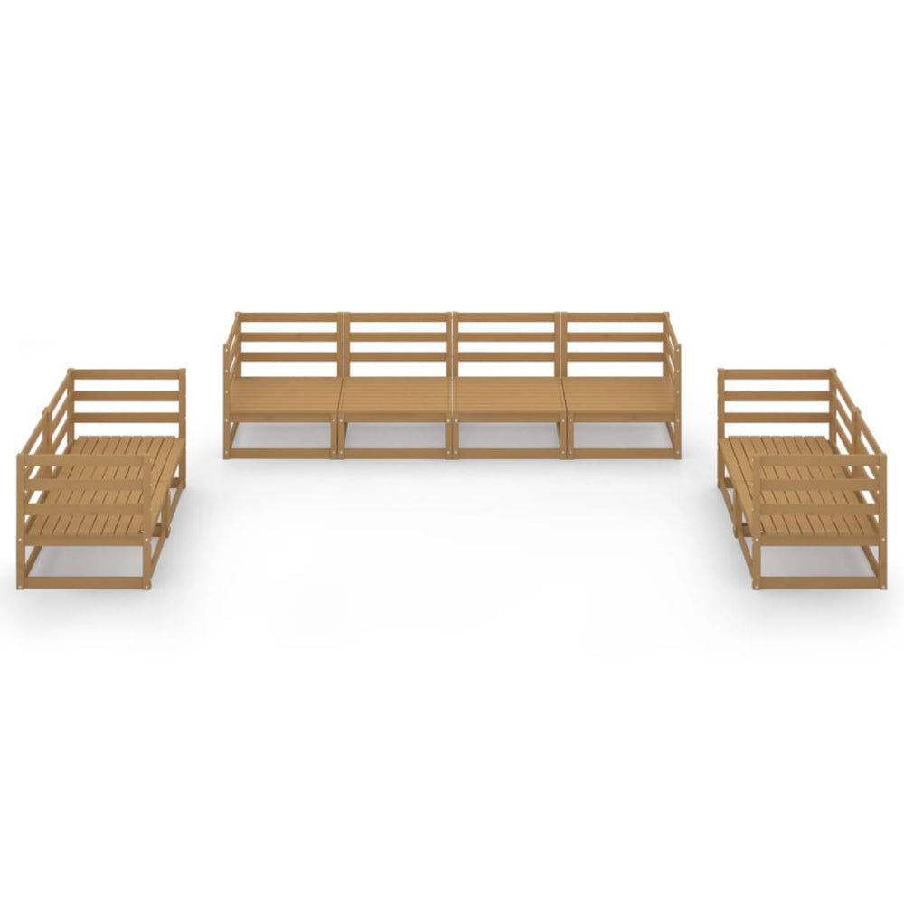 8-delige Loungeset massief grenenhout honingbruin MeubelReus