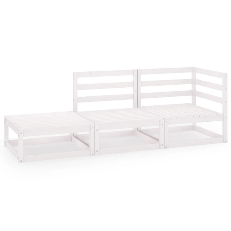 3-delige Loungeset massief grenenhout wit MeubelReus