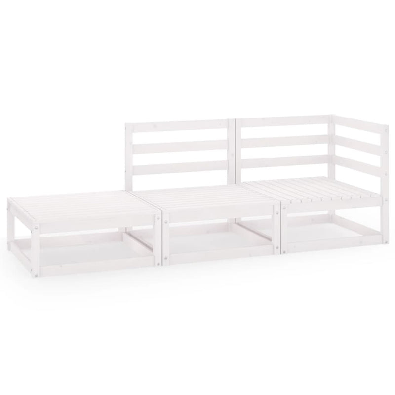 3-delige Loungeset massief grenenhout wit MeubelReus