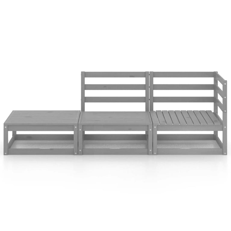 3-delige Loungeset massief grenenhout grijs MeubelReus