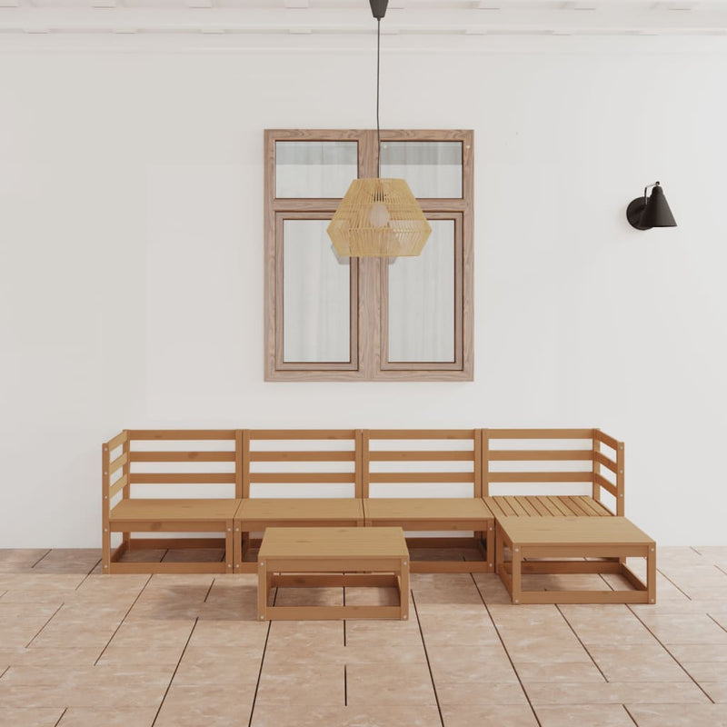 6-delige Loungeset massief grenenhout honingbruin MeubelReus