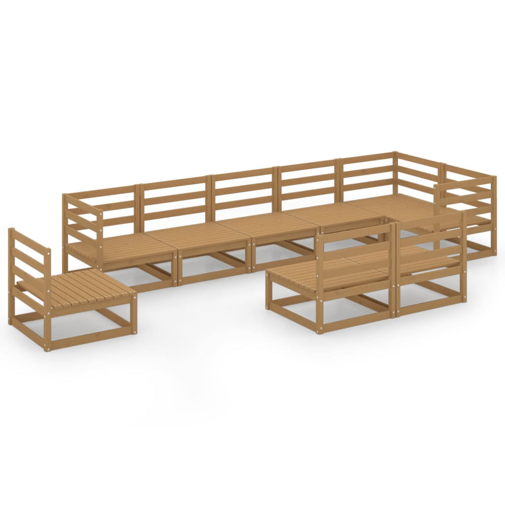 9-delige Loungeset massief grenenhout honingbruin MeubelReus