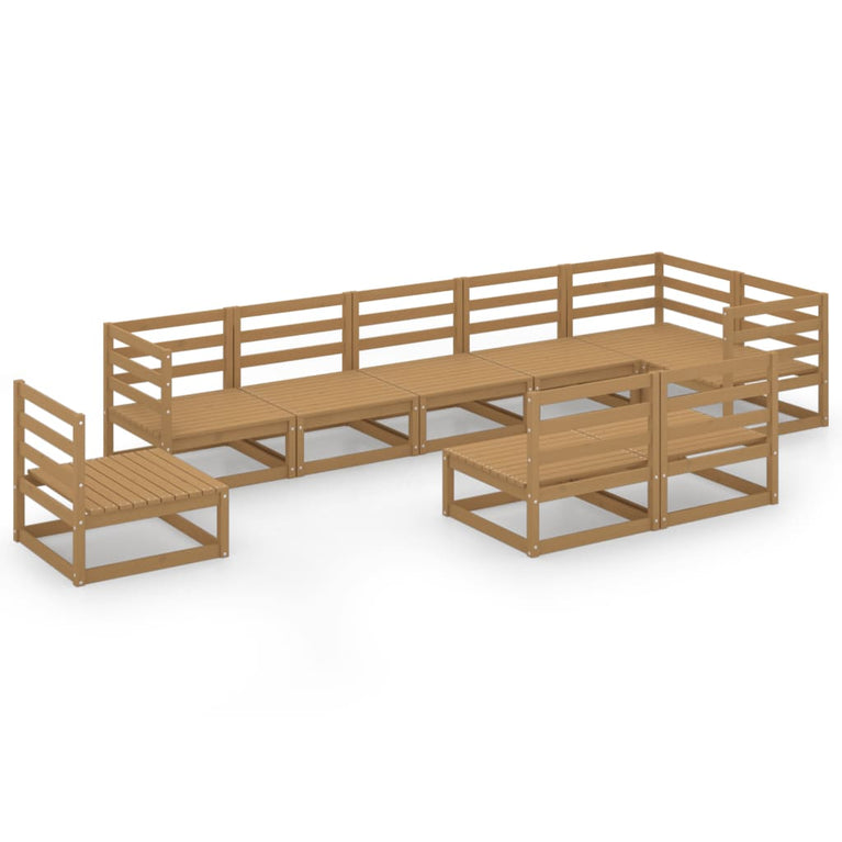 9-delige Loungeset massief grenenhout honingbruin MeubelReus