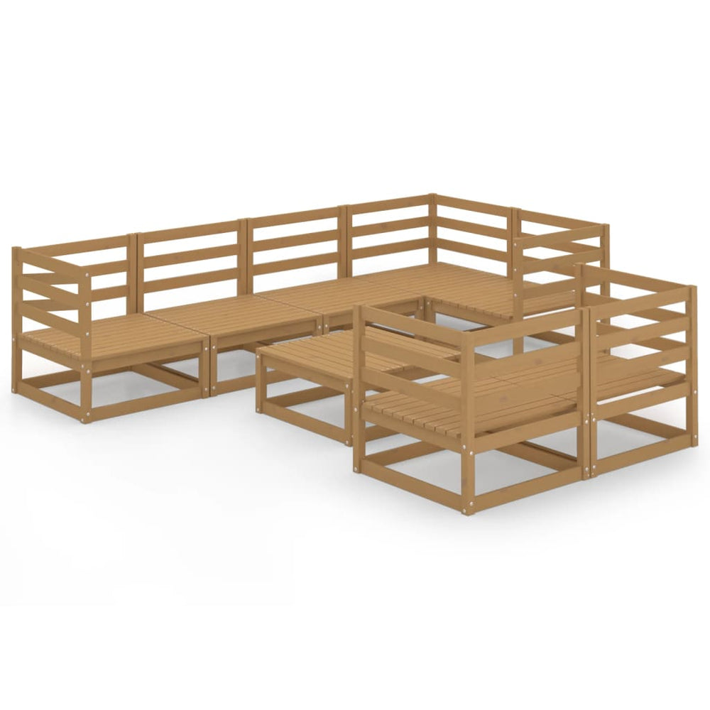 8-delige Loungeset massief grenenhout honingbruin MeubelReus