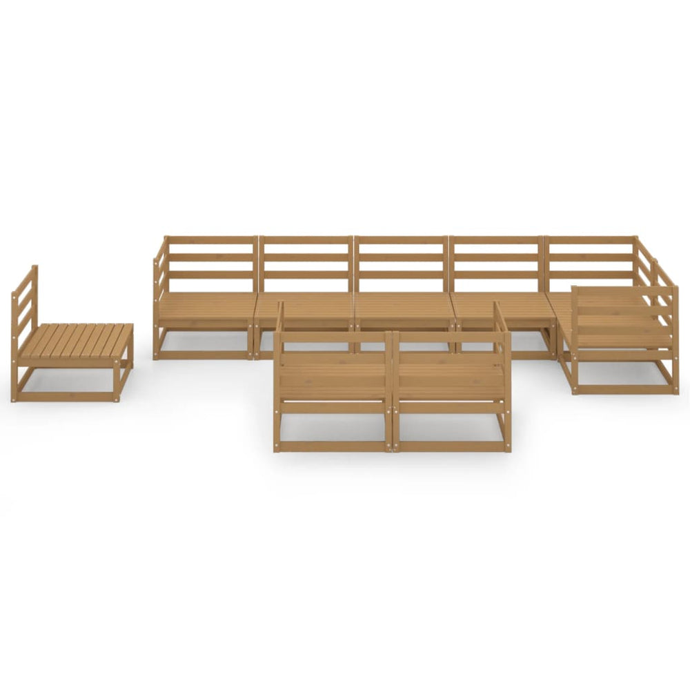 9-delige Loungeset massief grenenhout honingbruin MeubelReus