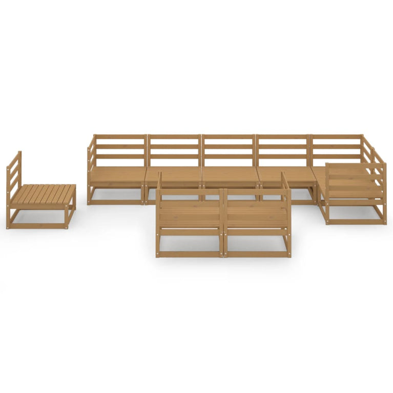 9-delige Loungeset massief grenenhout honingbruin MeubelReus