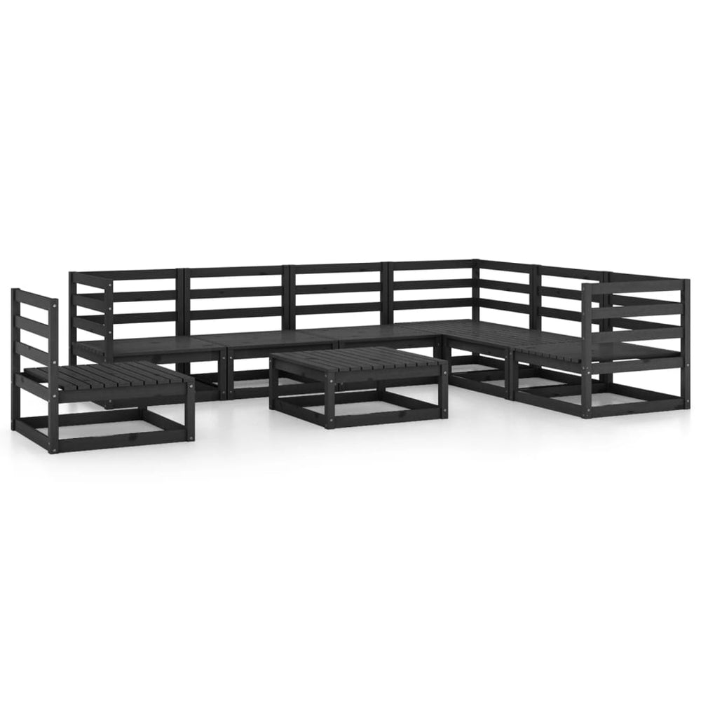 8-delige Loungeset massief grenenhout zwart MeubelReus