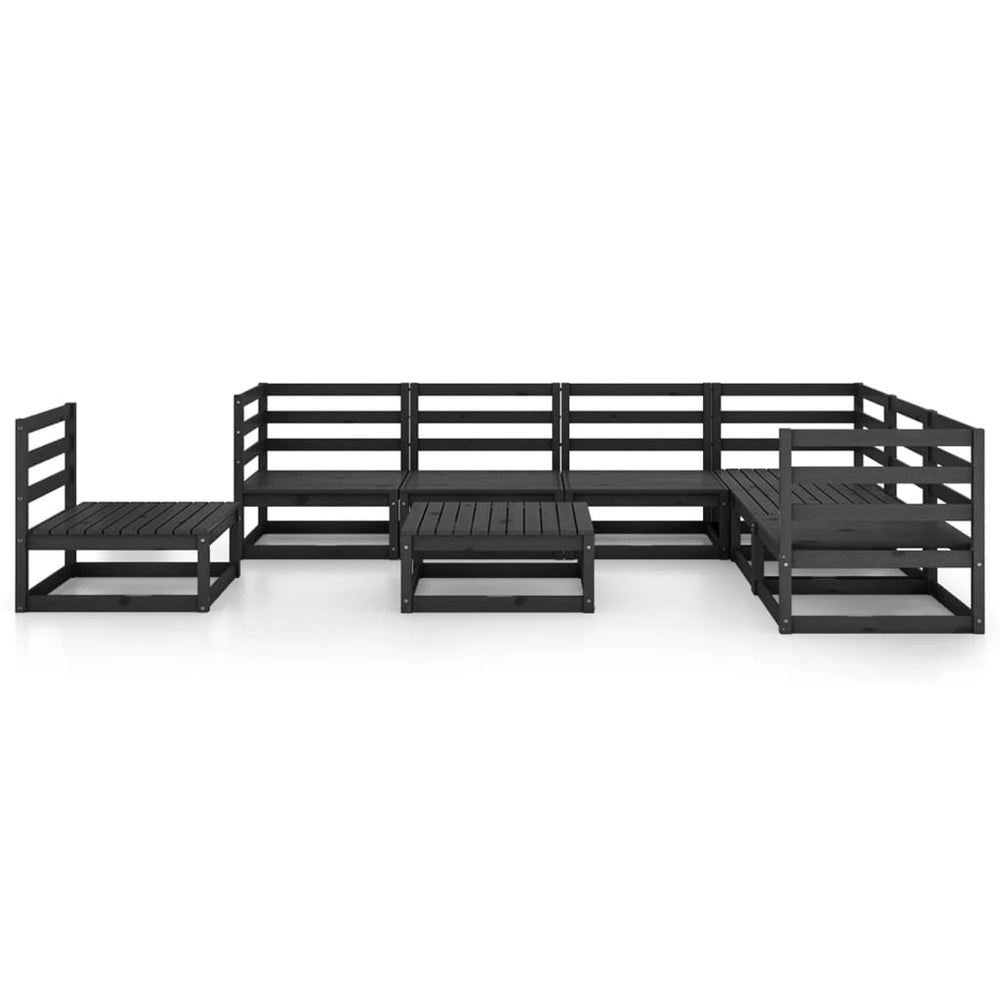 8-delige Loungeset massief grenenhout zwart MeubelReus