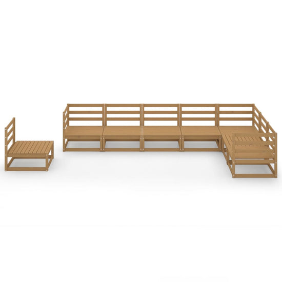 8-delige Loungeset massief grenenhout honingbruin MeubelReus