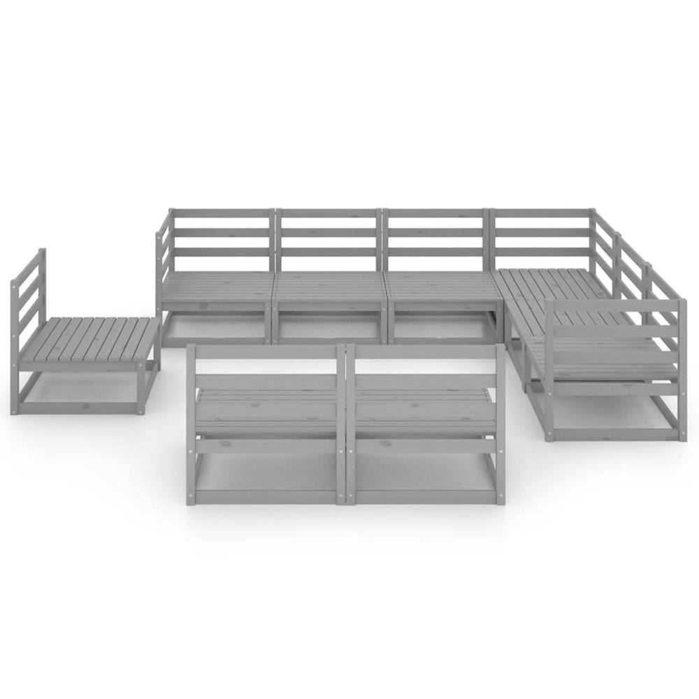 9-delige Loungeset massief grenenhout grijs MeubelReus