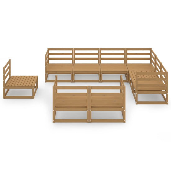 9-delige Loungeset massief grenenhout honingbruin MeubelReus