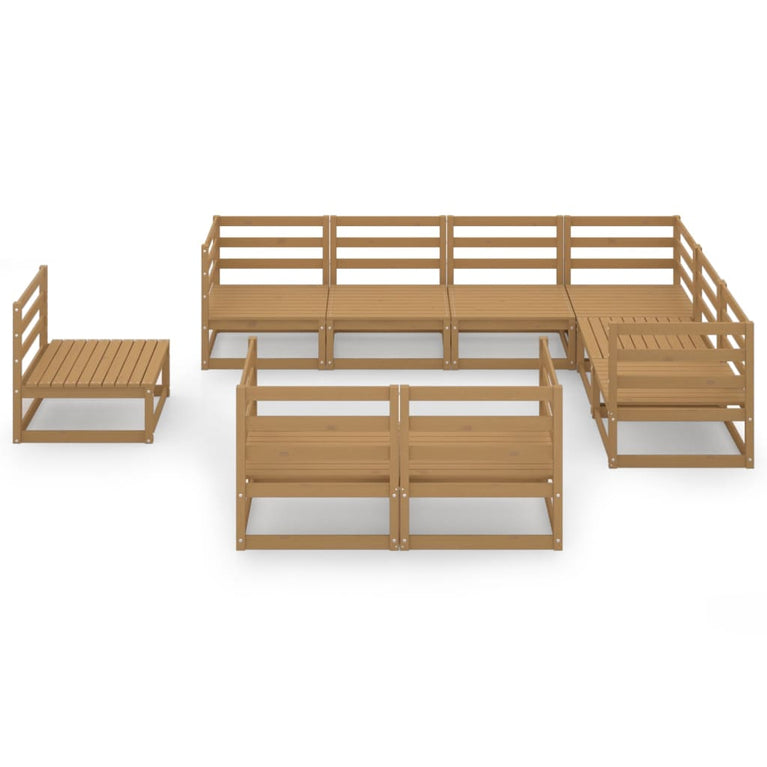 9-delige Loungeset massief grenenhout honingbruin MeubelReus