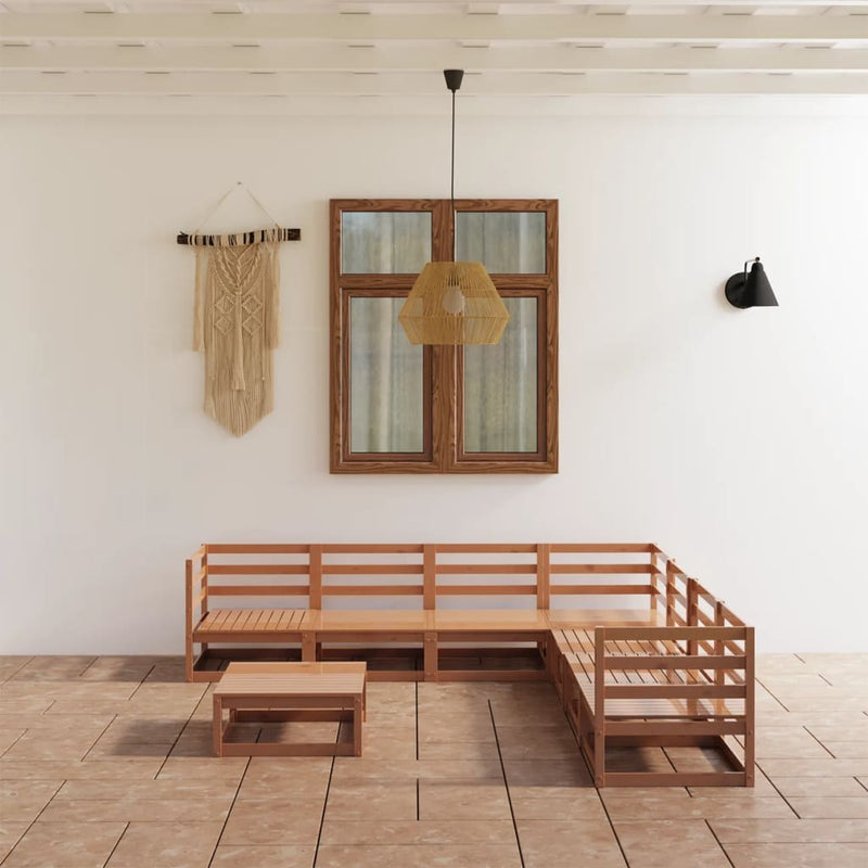 8-delige Loungeset massief grenenhout honingbruin MeubelReus