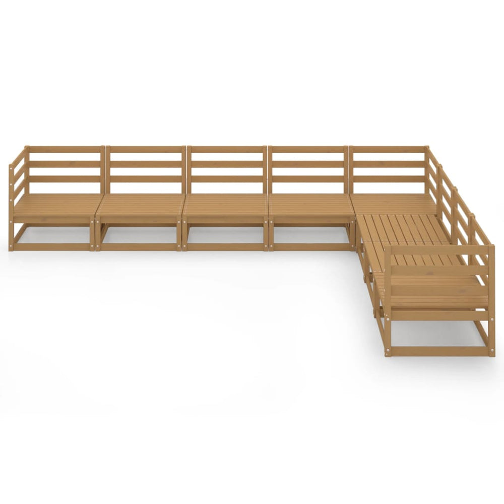 8-delige Loungeset massief grenenhout honingbruin MeubelReus