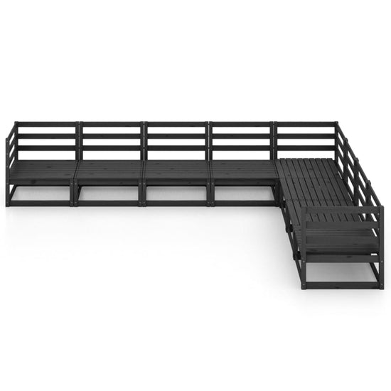 8-delige Loungeset massief grenenhout zwart MeubelReus